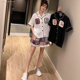 Set Đồ Bộ Ngắn Vải Lụa Phong Cách Hàn Quốc Quyến Rũ Cho Nữ