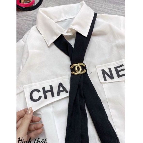 Áo sơ mi croptop phối cà vạt hot trend (Fy0905)