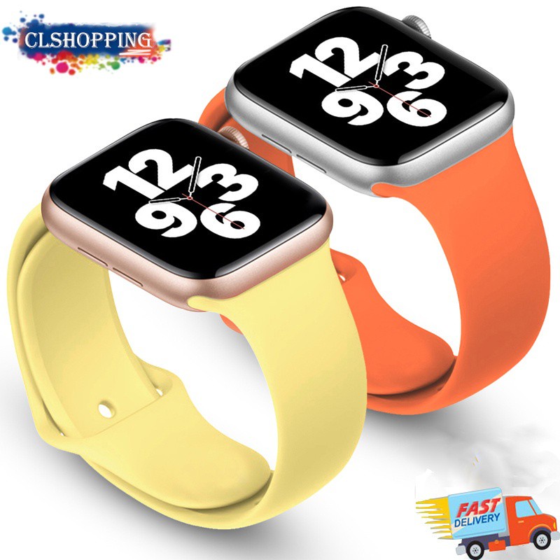 Dây Đeo Đồng Hồ Bằng Cao Su Silicon Màu Đen Cho Apple Watch 44mm 40mm 38mm 42 mm Iwatch Serie Se 6 5 4