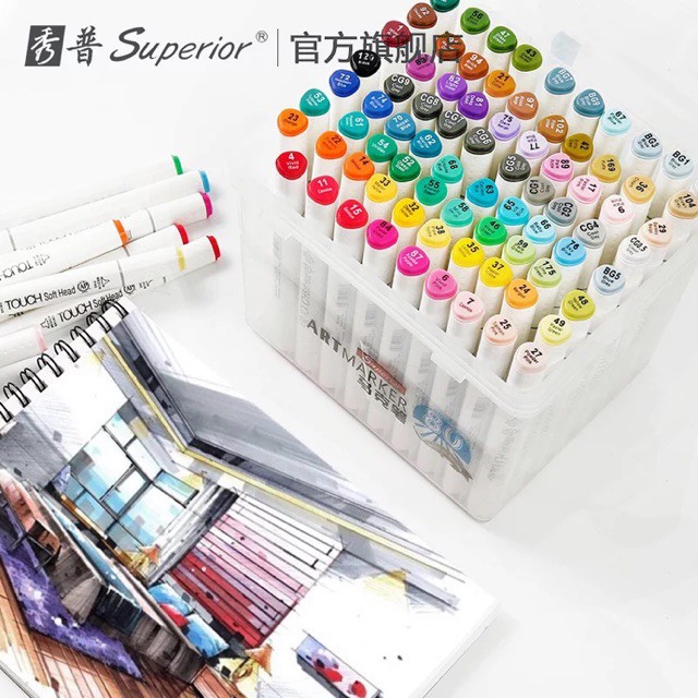 [Họa cụ Tý Chuột] Bộ Bút marker 60/80/216TOUCH SOFT HEAD ( Hộp nhựa)