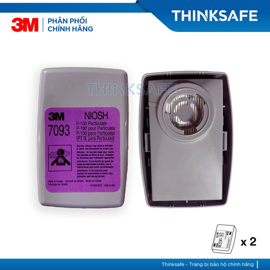 Phin lọc 3M Thinksafe, trang bị tuyến đầu phòng dịch, tiêu chuẩn P100/ N95 phòng dịch, lọc bụi mịn, khói hàn - 3M 7093