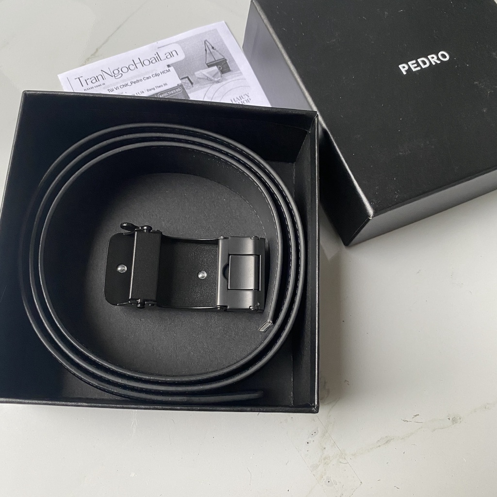 thắt lưng nam pedro mẫu mới 1m2 x3.5cm full box + túi giấy