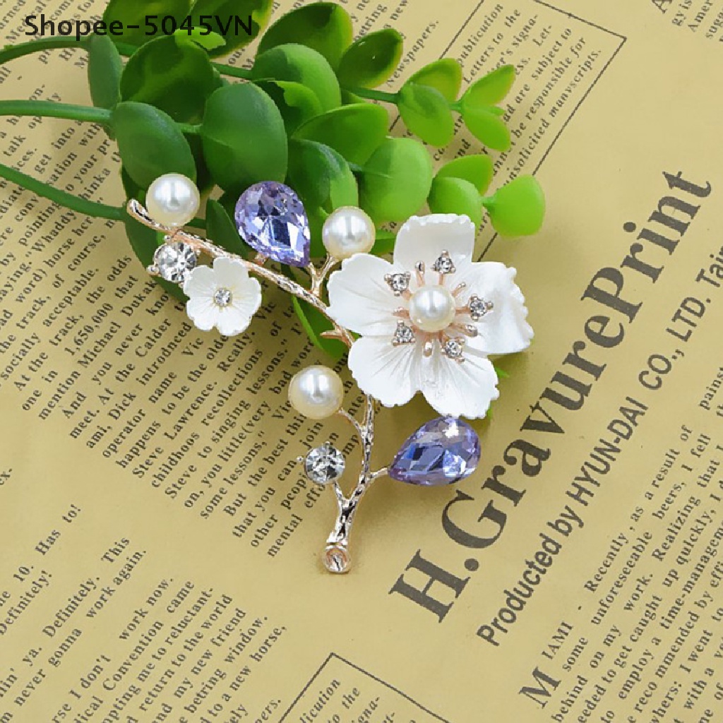 Ghim Cài Áo Hình Bông Hoa Đính Ngọc Trai Nhân Tạo Thời Trang Dành Cho Nữ