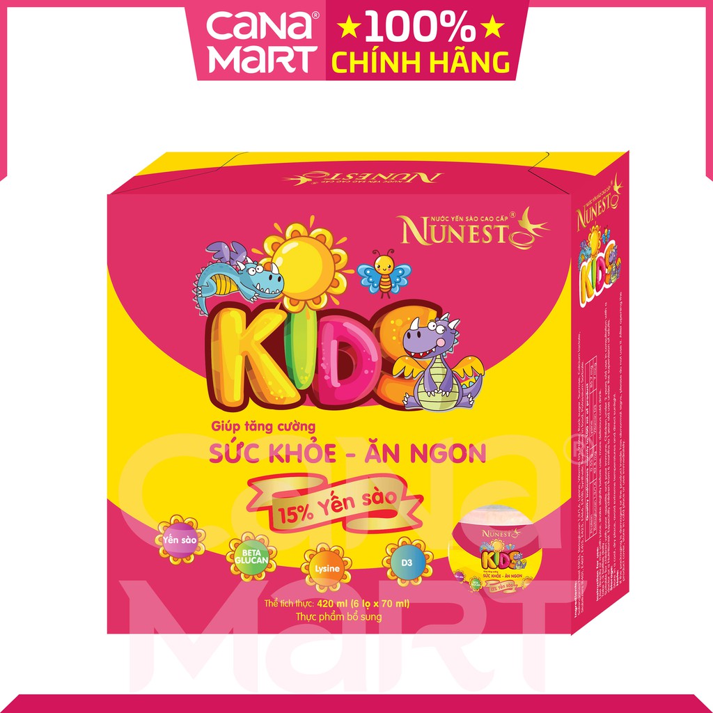 [MUA 3 TẶNG 1] Nước yến cho bé Nunest Kid vị dâu, ngon miệng, mệt mỏi, sức đề kháng, hỗ trợ tiêu hóa.