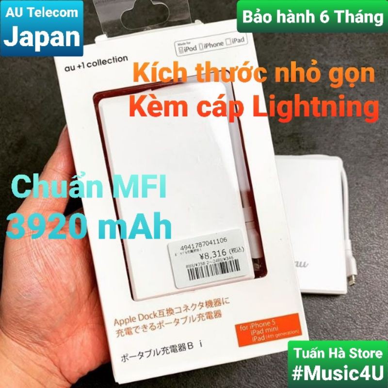 Sạc pin dự phòng cho Iphone hãng AU Nhật Bản 3920 mAh cho Iphone 6 7 8 Tuấn Hà Store