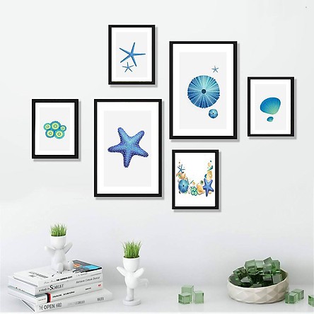 [HỎA TỐC HCM] Set Bộ 6 tranh treo tường hiện đại tặng kèm phụ kiện BINBIN TX004 | BigBuy360 - bigbuy360.vn