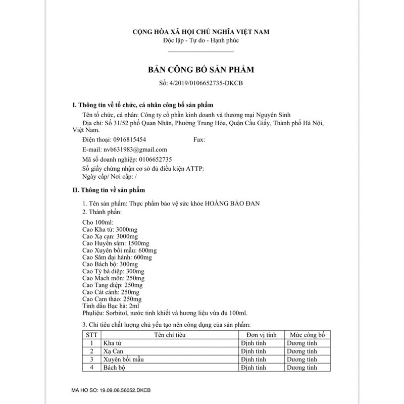 CAO HO HOÀNG BẢO ĐAN dược phẩm Tradipha | Thế Giới Skin Care