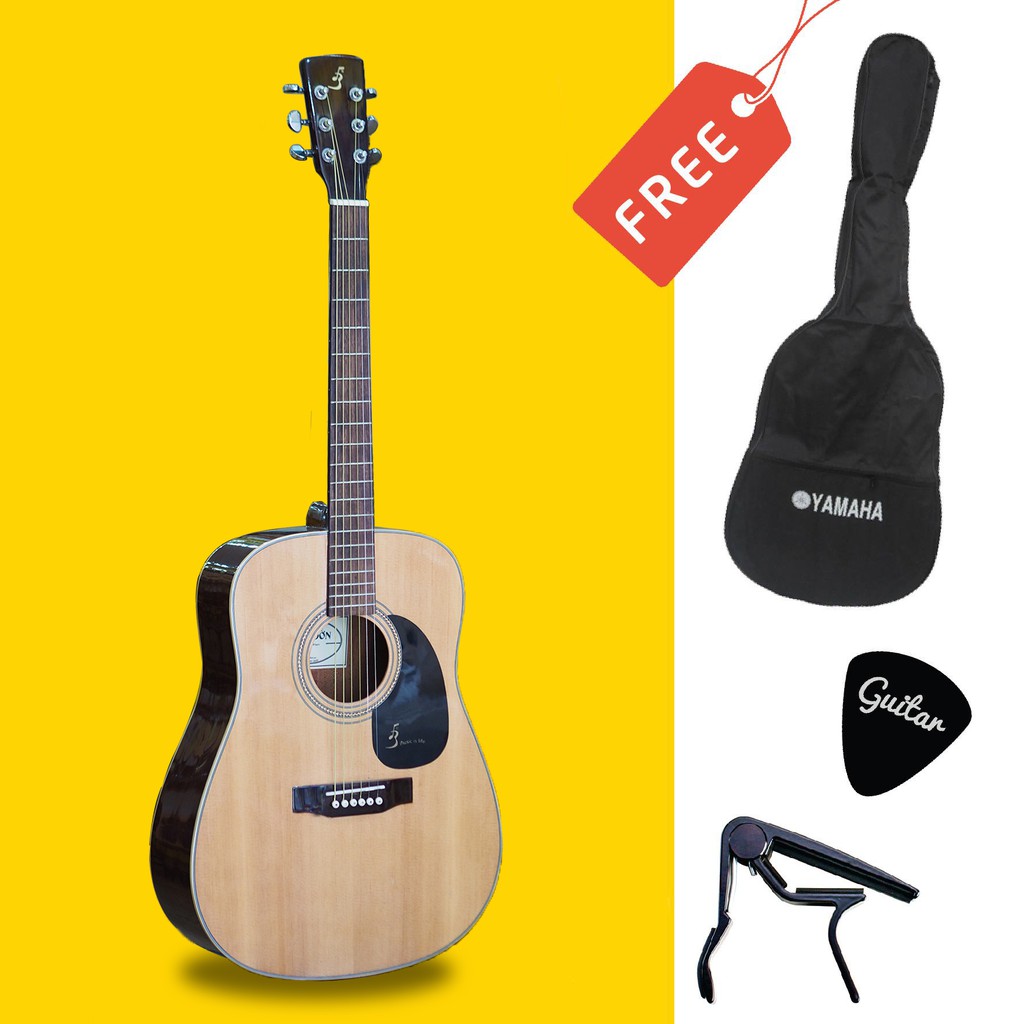 Đàn guitar acoustic Ba Đờn D200 (sản phẩm chế tác thủ công bởi nghệ nhân lâu năm, từ gỗ thịt nguyên tấm)