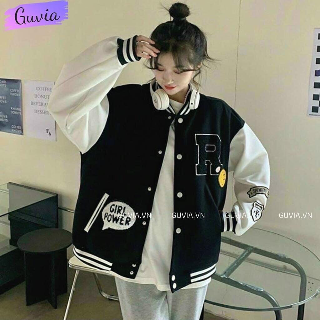 Áo khoác Bomber nữ vải gió chữ R lót gió luạ cá tính Miss girl