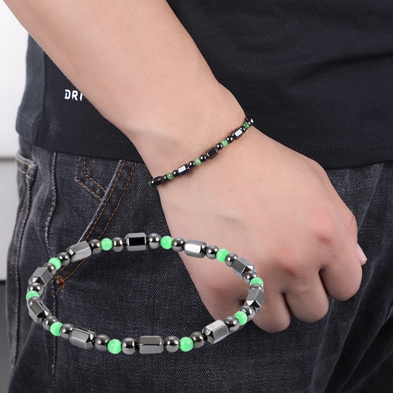 1 Vòng Tay Chuỗi Hạt Nam Châm Đen Thời Trang Unisex
