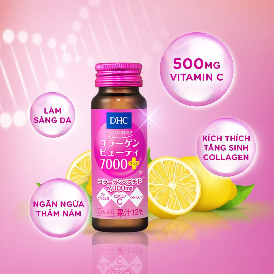 Collagen nước DHC Nhật Bản làm đẹp da mặt chống lão hóa cấp nước dưỡng ẩm căng bóng mịn bổ sung collagen dạng nước uống