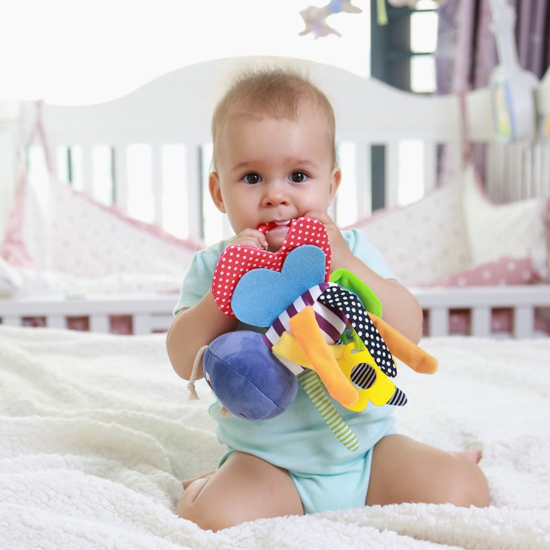 Đồ chơi thú bông gặm nướu treo nôi Kích thích thị giác cho bé