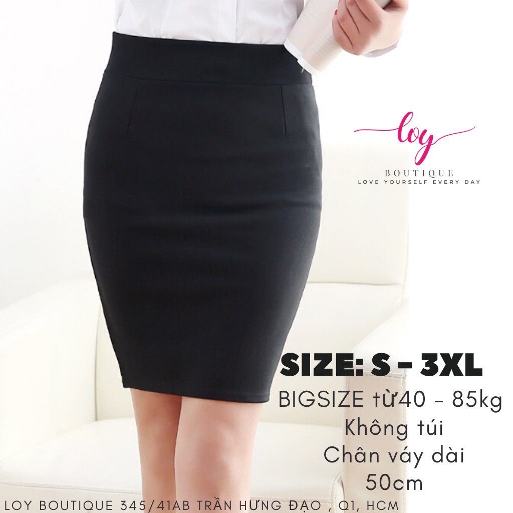 [BIGSIZE S-3XL] Chân váy bút chì công sở - lưng cao - xẻ sau- chất thun dày - ôm dáng không nhăn không xù không dão