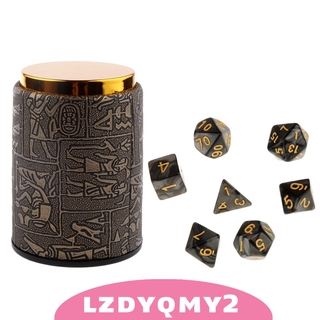 [Lzdyqmy] Xúc xắc đa diện Curiosity 7X dành cho trò chơi trên bàn rồng + Cốc xúc xắc màu đen