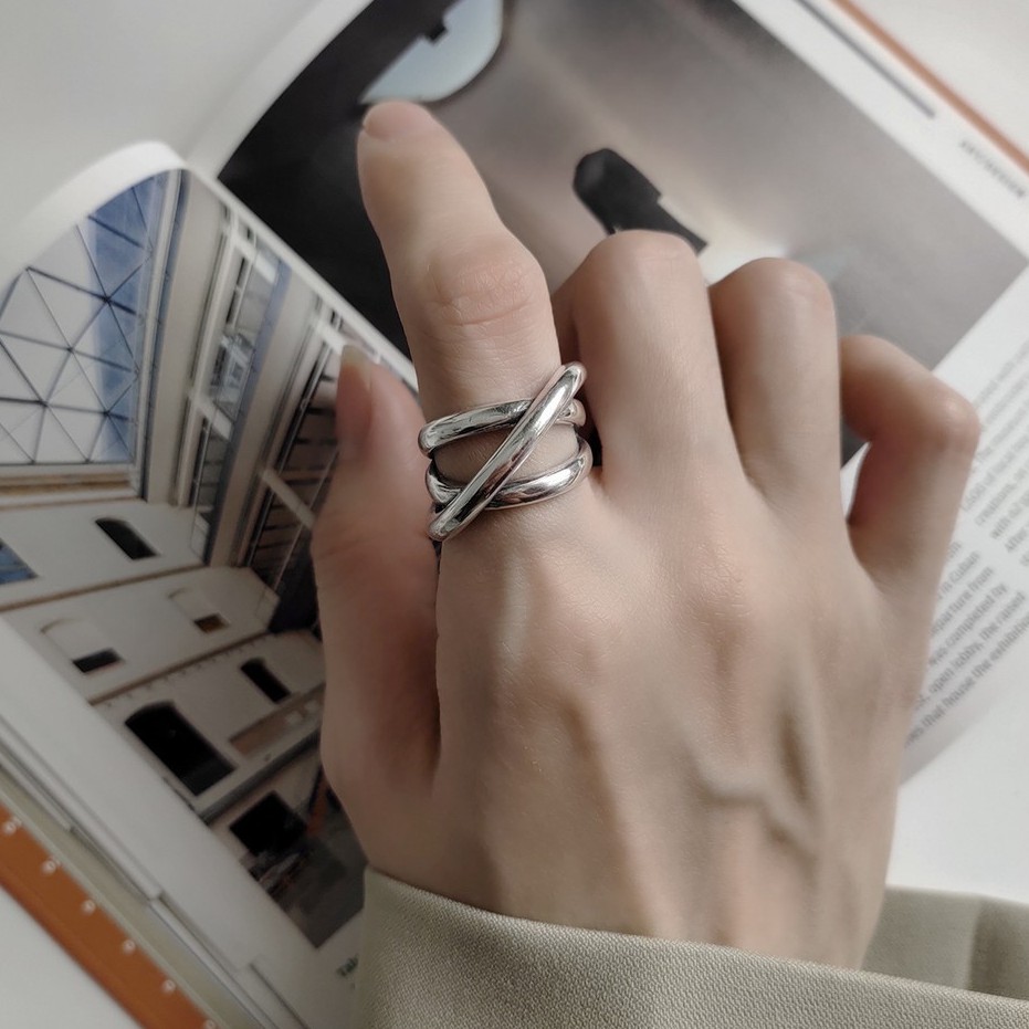 Nhẫn Thép Titan B758 Phong Cách Hàn Quốc Cho Nam Nữ