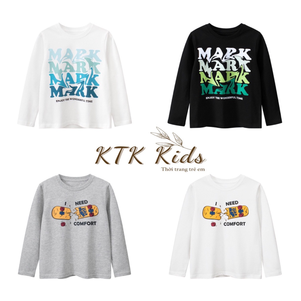 Áo dài tay cỡ đại cho bé trai Grrr in hình vui nhộn chất cotton hàng xuất