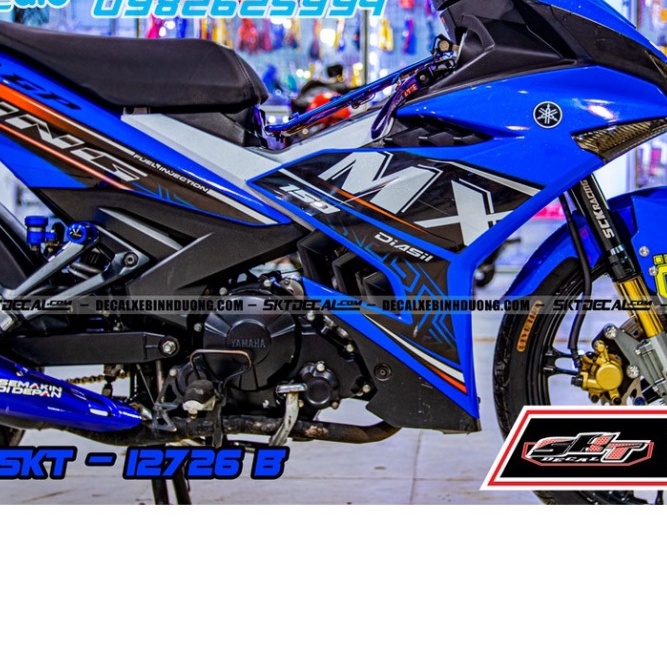 Gía sốc tem trùm exciter 150 xanh đen bạc MX KING , tem decal xe siêu rẻ ,đẹp,chất