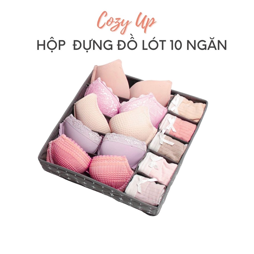 - HỘP ĐỰNG ĐỒ LÓT 10 NGĂN BẰNG VẢI CHỐNG THẤM NƯỚC