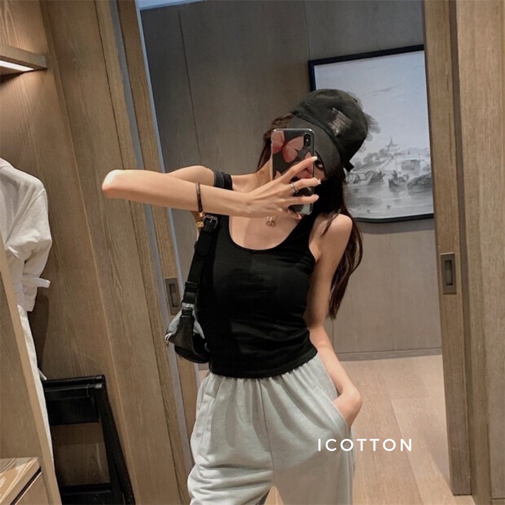 Áo ba lỗ nữ ❤️Icotton❤️ áo thun 3 lỗ nữ sát nách cotton mát mẻ nhiều màu sắc, trắng, đen