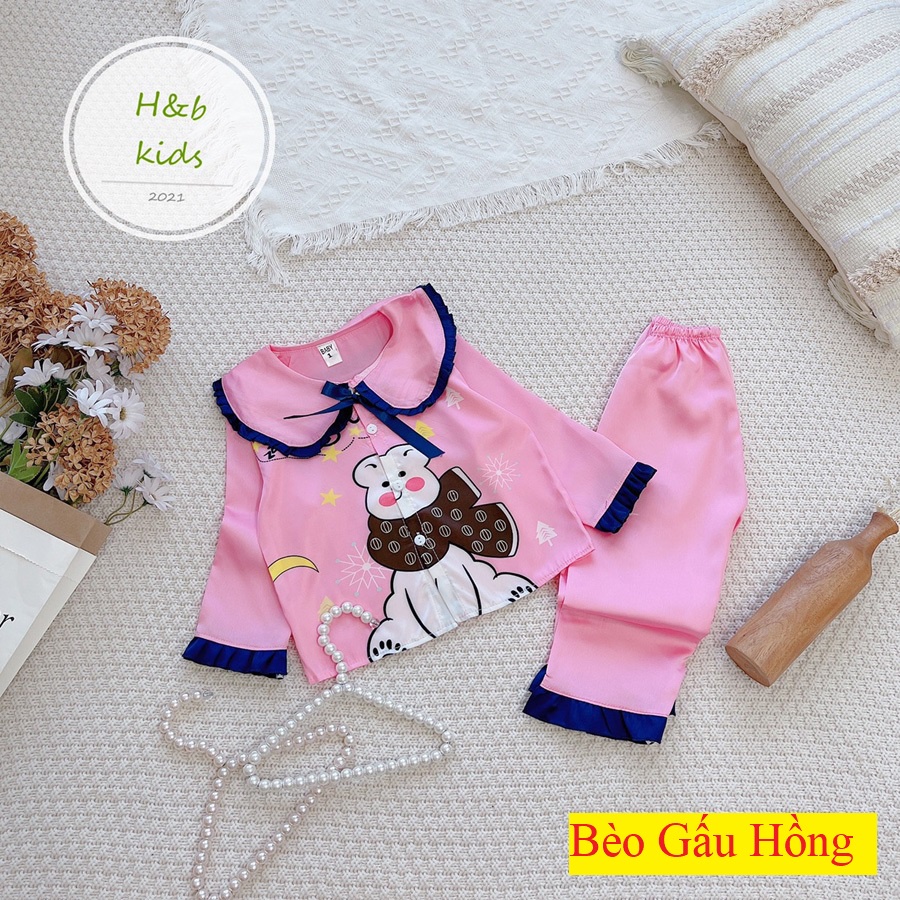 [18 -32 kg ] [ Mã Độc Quyền ] Bộ Mặc Nhà dài tay cao cấp Pijama Lụa 3D Cao Cấp Cho Bé