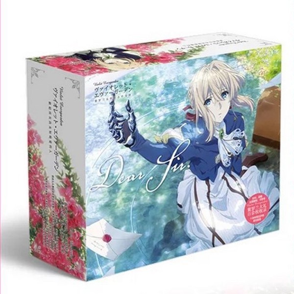 Hộp quà Violet Evergarden hộp to có bình nước, ảnh dán, vòng tay, ảnh thẻ, postcard