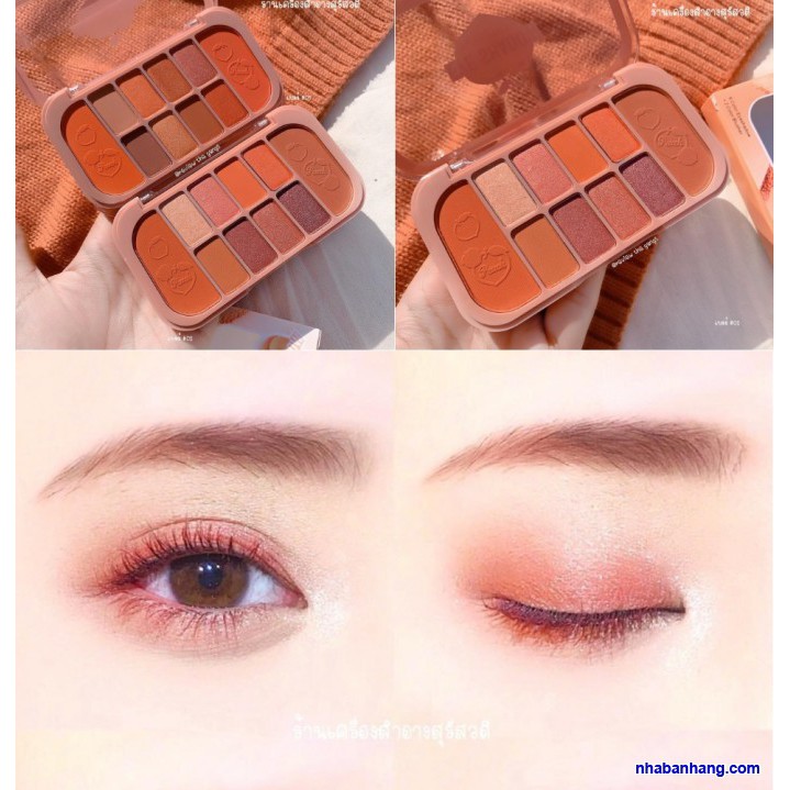 Phấn mắt má 10 màu Kiss Beauty Eye Shadow Hàng Nội Địa Trung Dành Cho Học Sinh Sinh Viên 15g (8 Màu Mắt 2 Màu Má)