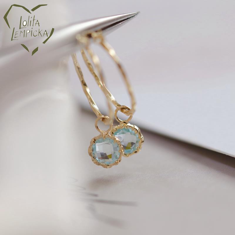 Mềm Dây Chuyền Mặt Đá Topaz Xanh Dương Nhạt Phong Cách Vintage Nhật Bản