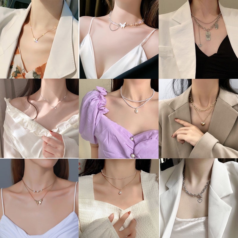 Vòng cổ Nhiều Lớp Hình Bướm Thời Trang Cho Nữ