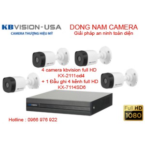 Combo 4 camera KBVISION full HD 2.0MP + 1 đầu ghi hình 4 kênh