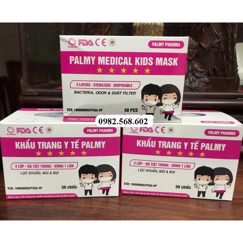 Khẩu trang y tế PALMY trẻ em cao cấp 50 pcs/ hộp - Nhà thuốc