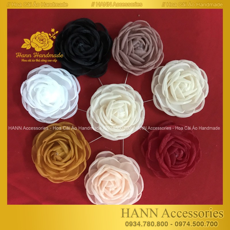 Hoa Cài Áo - Tag Hoa Lớn Cài Áo, Kiểu Cài Áo Hoa Có Ghim, Có Trâm Cài Áo Váy , Hoa Cài Áo Dài - Cài Áo Hoa Handmade