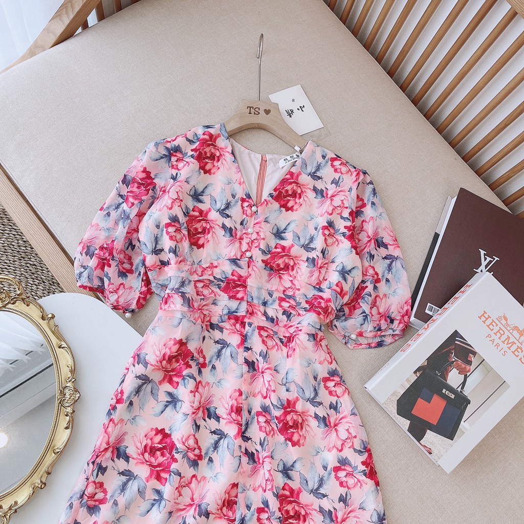 VÁY HOA TAY LỠ NỮ NHẸ NHÀNG TÔN DÁNG DK132 | BigBuy360 - bigbuy360.vn