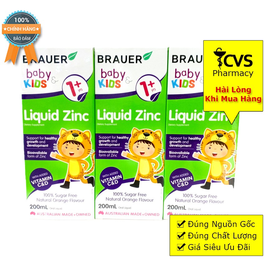 Siro Brauer Liquid Zinc 200ml - Bổ Sung Kẽm và Khoáng Chất Cho Trẻ Từ 1 Tuổi Trở Lên (Brauer Baby Kids Liquid Zinc)