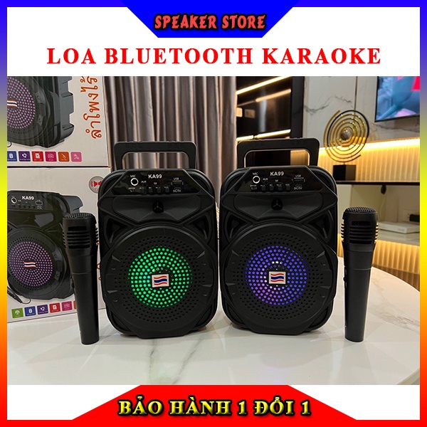 Loa bluetooth karaoke mini có Mic hát, Dây dài 3m, hàng Thái, Công suất lớn âm thanh siêu hay Bass khỏe Bảo hành 1 đổi 1