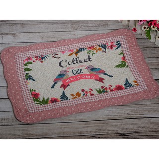 Thảm chùi chân cotton chống trượt 40x60, giỏ hoa -viền đỏ-new