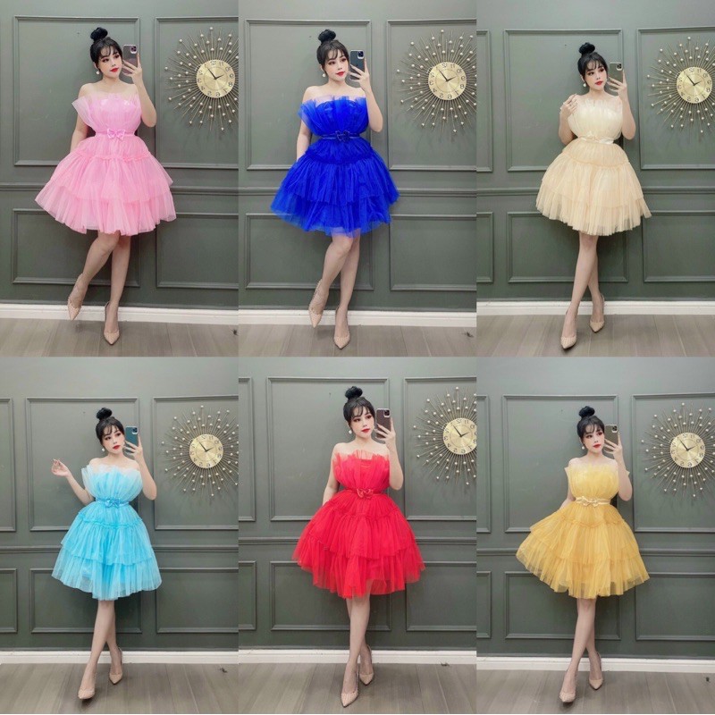 đầm xoè phồng cúp xếp ( ảnh và video thật 100%)