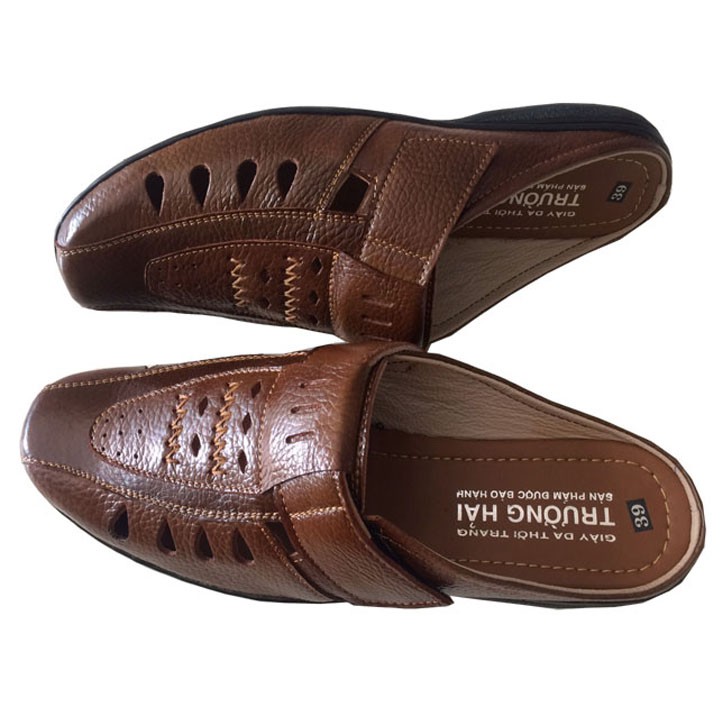 Dép bít mũi nam da bò mùa hè thơi trang cao cấp TH BM215