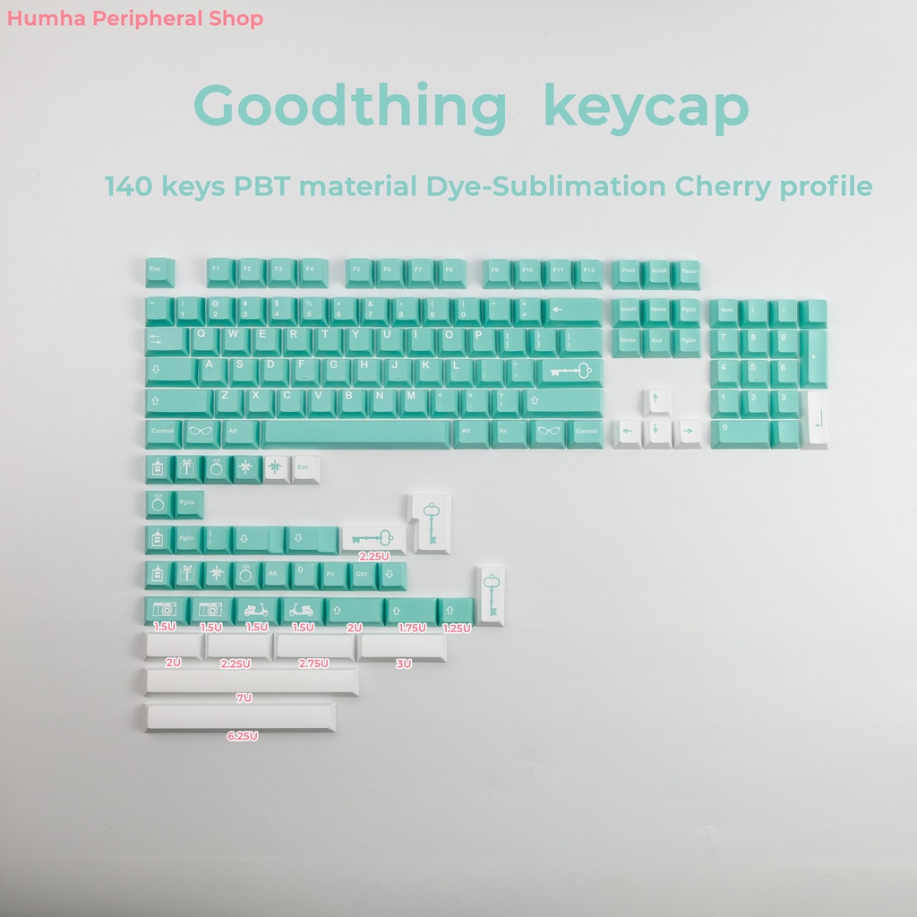 Goodthing Nắp Bàn Phím Cơ 140 Phím Chất Liệu PBT Nhuộm Màu Họa Tiết Cherry profile Cá Tính