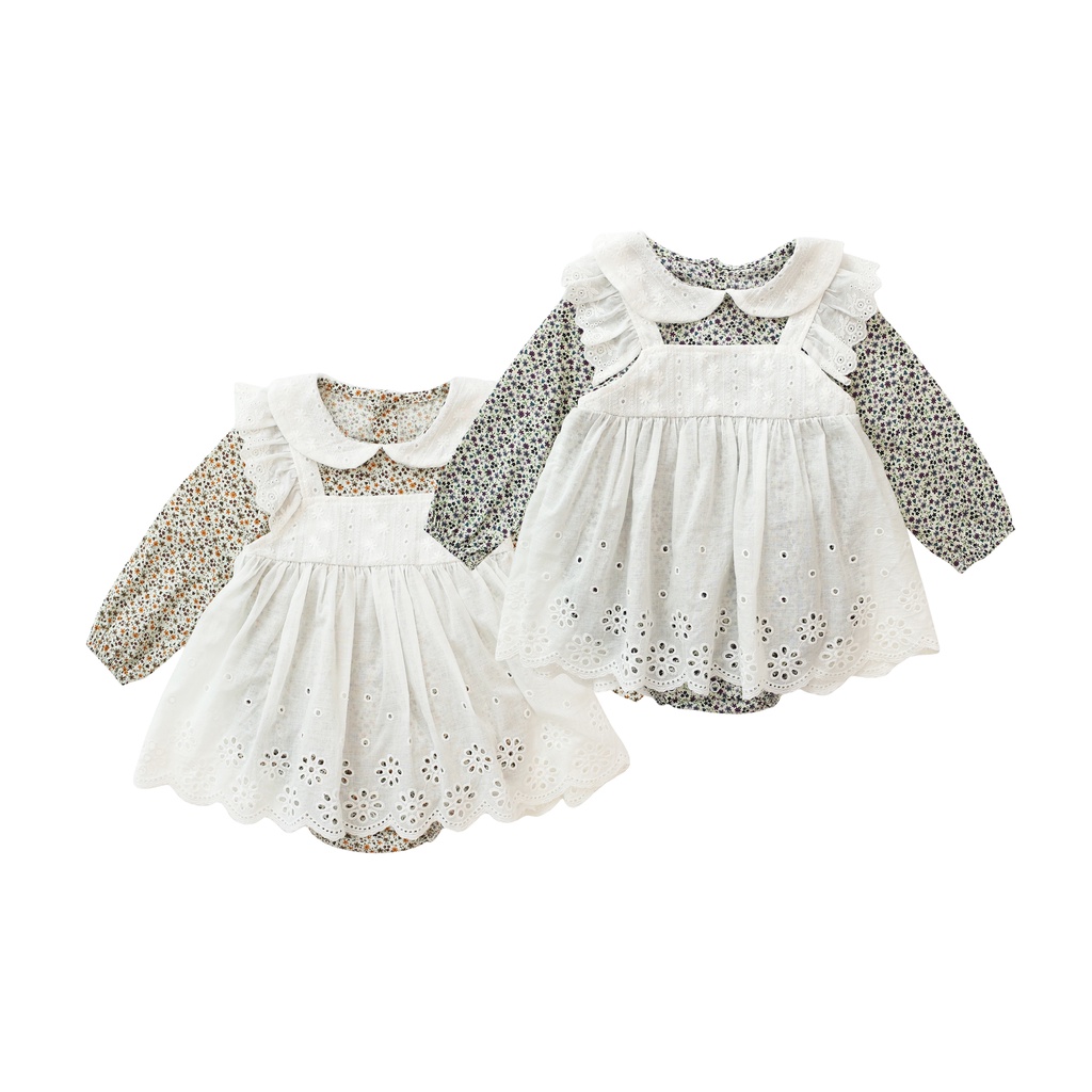 Đầm liền quần Sanlutoz họa tiết hoa phong cách công chúa đáng yêu cho bé gái sơ sinh