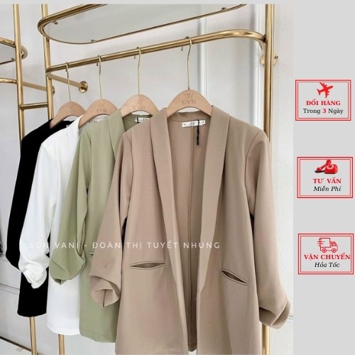 Áo vest nữ dài tay công sở kiểu dáng hàn quốc màu trắng xanh nâu hàng cao cấp phong cách YoLo-Fashion