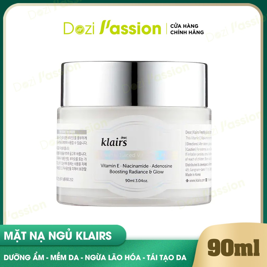 Mặt nạ ngủ Klairs Dưỡng và Trẻ Hóa Da Dear, Klairs Freshly Juiced Vitamin E Mask 90ml