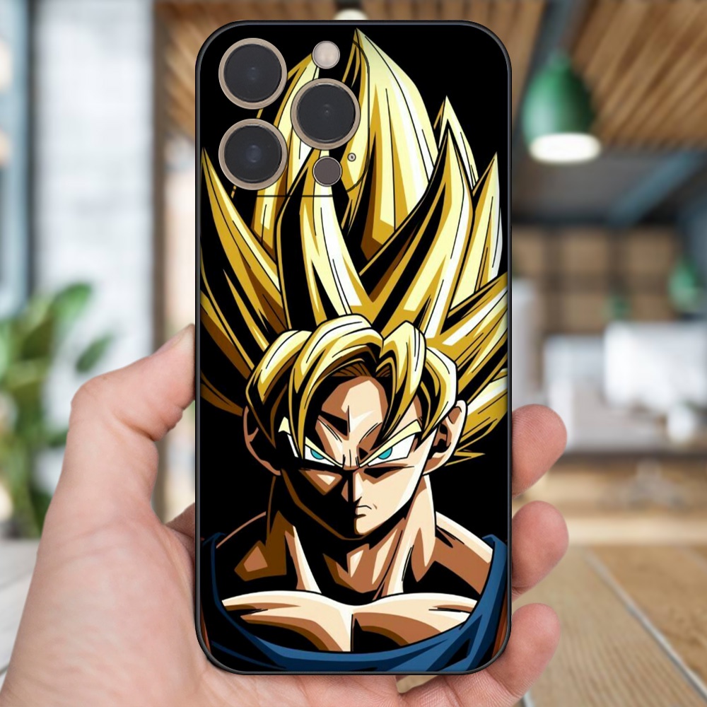 Ốp lưng iPhone 13 Pro dẻo đen cạnh vuông in hình Goku Dragon Ball