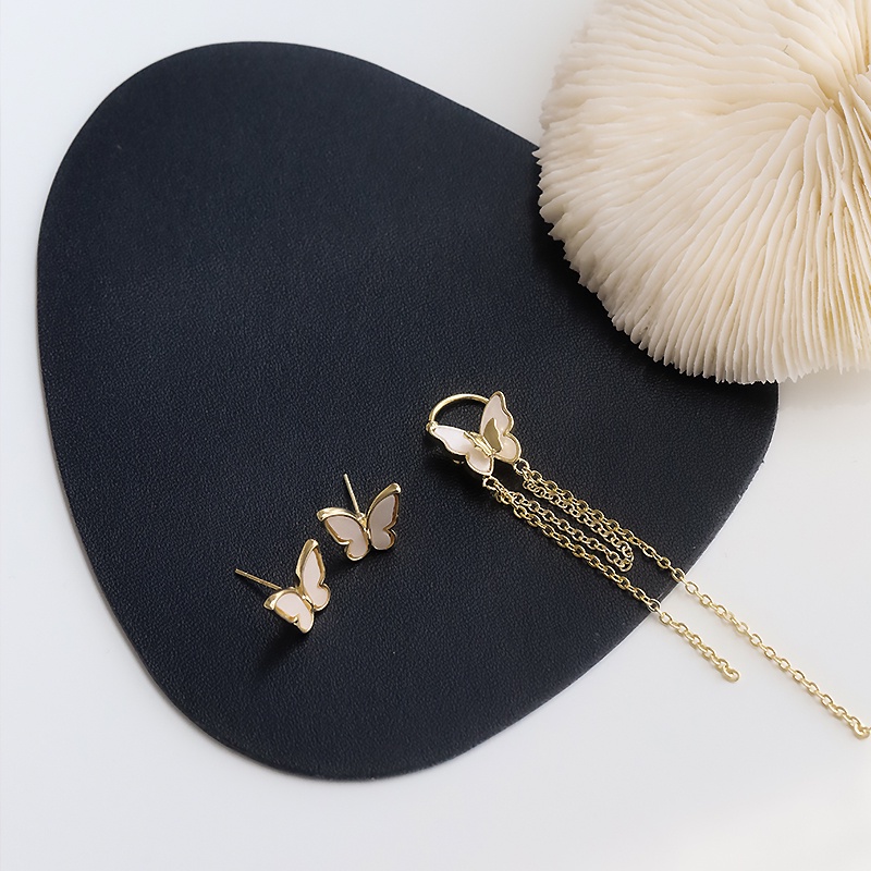 Khuyên Tai Dạng Kẹp Hình Bướm Màu Trắng Phong Cách Hàn Quốc Mới 2022 Niche Ins Không Xỏ Lỗ Dành Cho Bạn Nữ