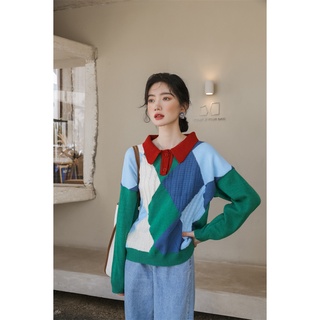 Áo Len Hàn Quốc Phối Cổ đỏ 784
