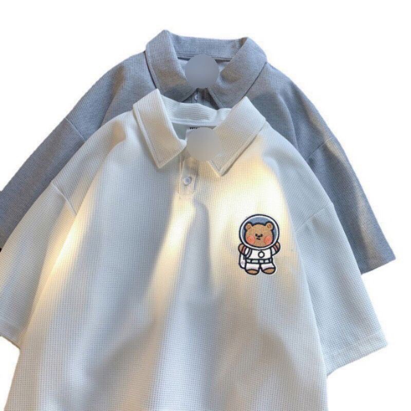 Áo thun polo tổ ong Phi Hành Gia phong cách unisex dành cho nữ cá tính Trend đi chơi, dạo phố Hàn Quốc