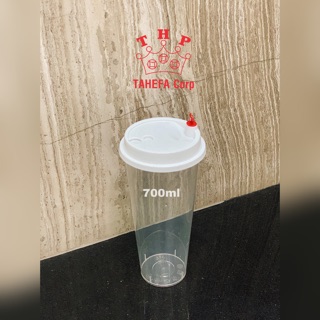 Ly nhựa dày nắp trắng tim 700ml (50 bộ)