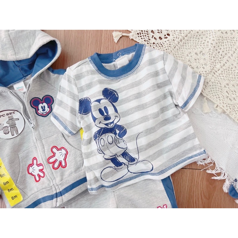 Set 4ct bộ nỉ+body Mickey sz 3-24M