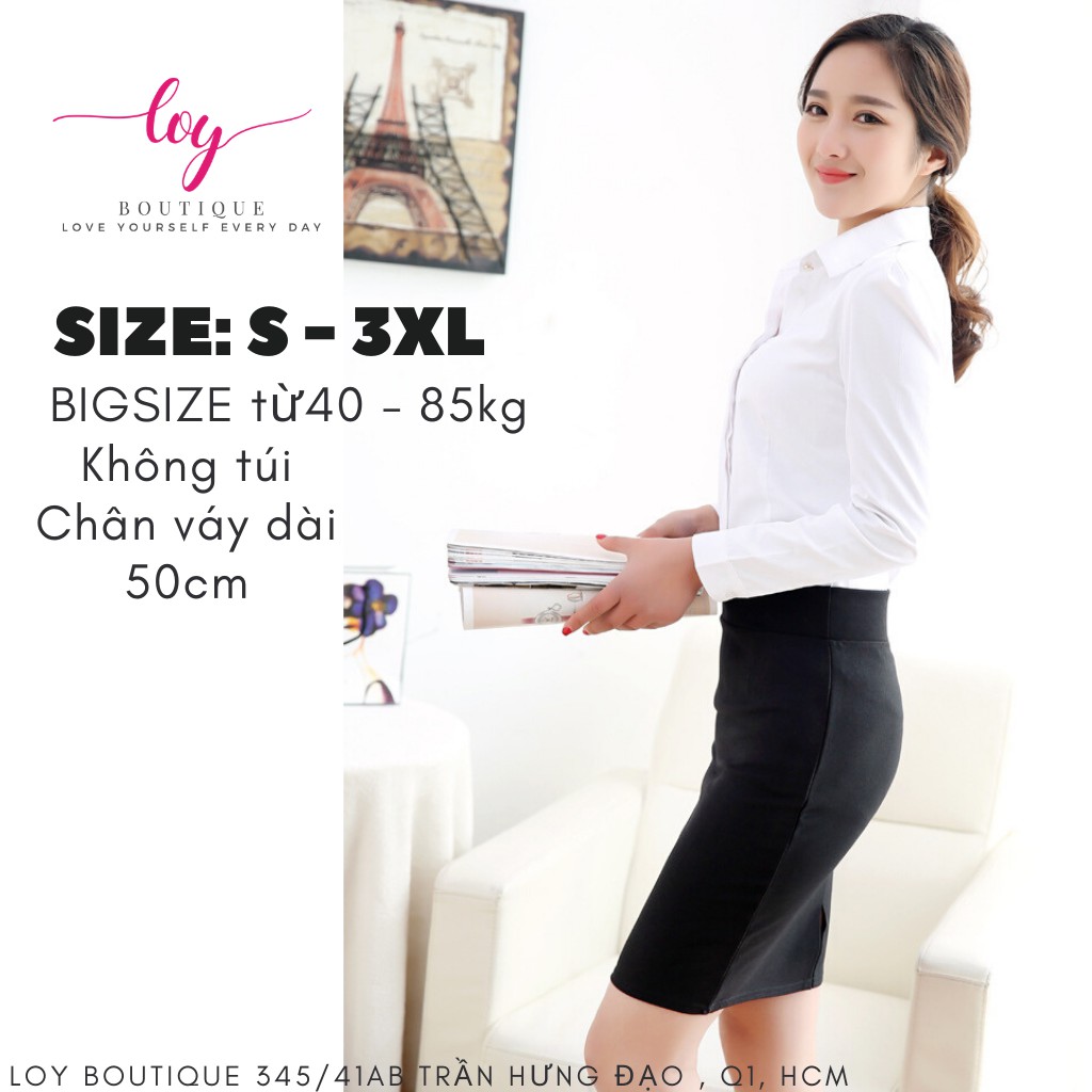 [BIGSIZE S-3XL] Chân váy bút chì công sở - lưng cao - xẻ sau- chất thun dày - ôm dáng không nhăn không xù không dão