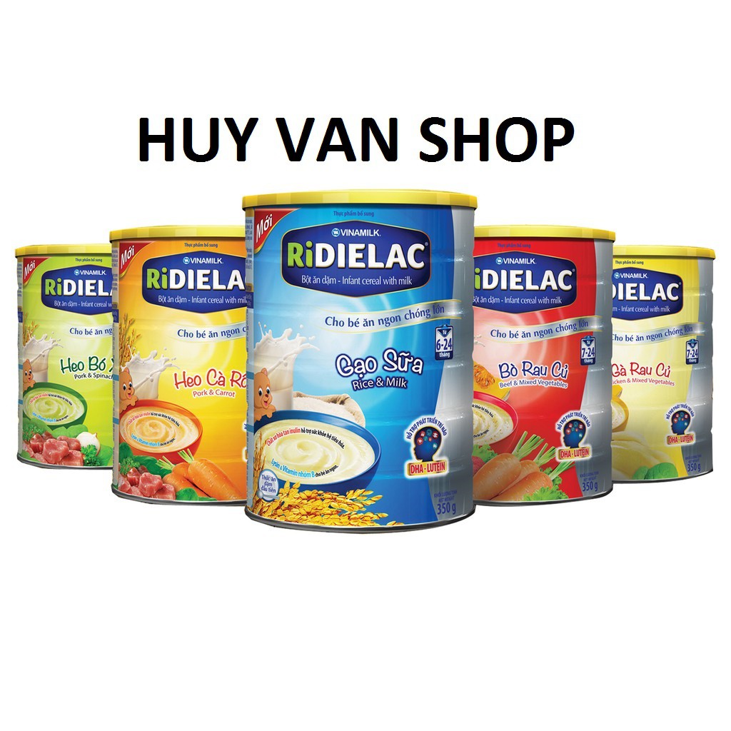 Bột ăn dặm RIDIELAC GOLD hộp thiếc 350g đủ vị