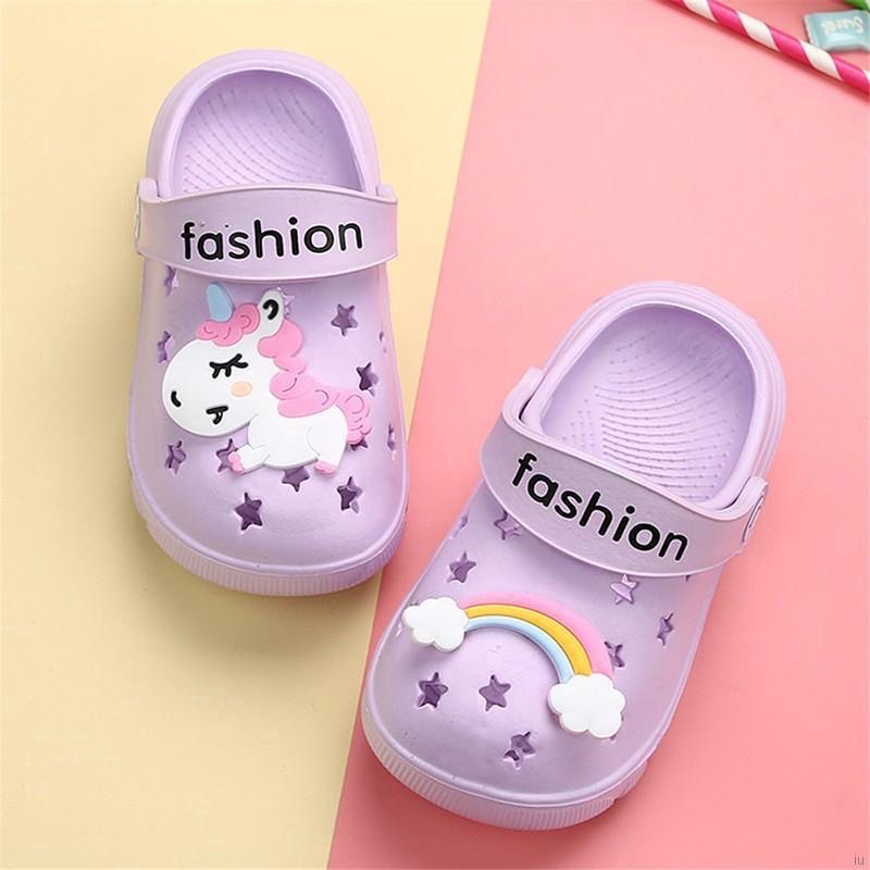 Dép sục hình ngộ nghĩnh cho bé trai, bé gái- dép bít mũi hoạt hình Pony cầu vồng siêu nhẹ, siêu mềm, chống trượt đi biển